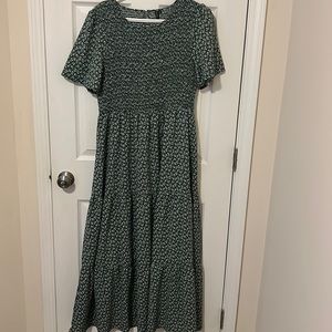 Maxi Dress Green with flowers